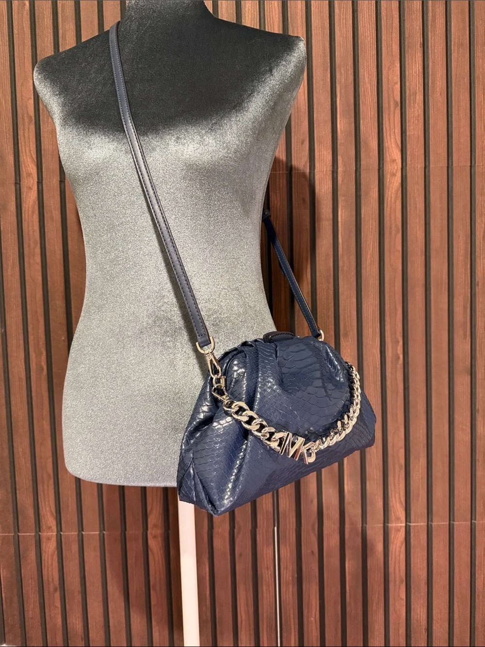 Michael Kors Blue Snakeskin Embossed Leather Crossbody Bag & Wallet